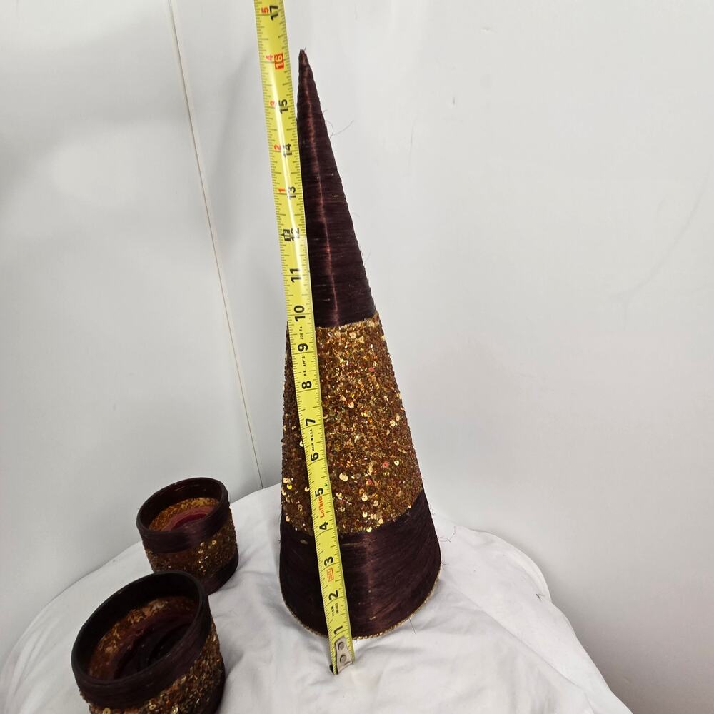 🏈 Home for the Holidays EUC Christmas tree candle set vintage 2005 brown gold - Picture 10 of 14